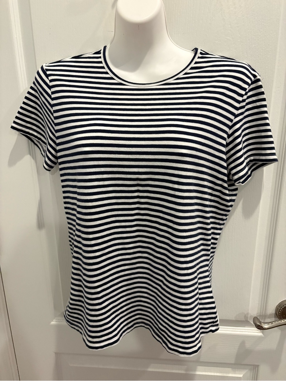 J. McLaughlin Navy & White Striped Top Size XL